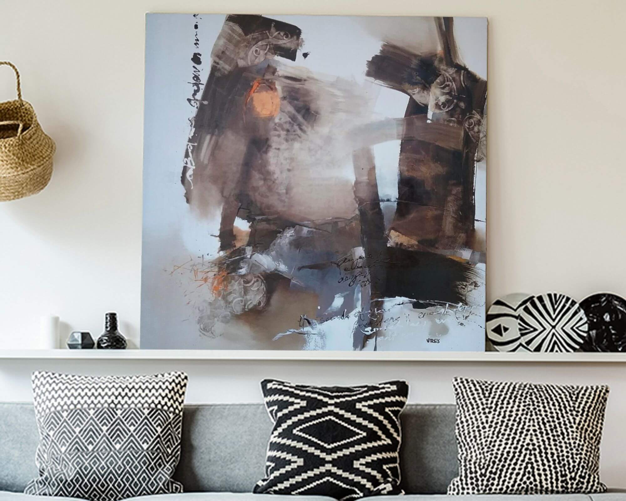 décoration murale au dessus d'un canapé